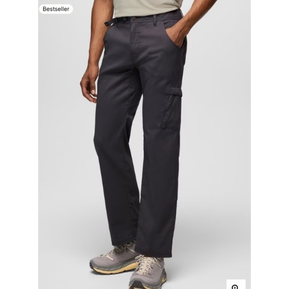 Prana Stretch Zion Pants Mens 38 Outdoor Hiking UPF Roll Up Cargo Camping Gray